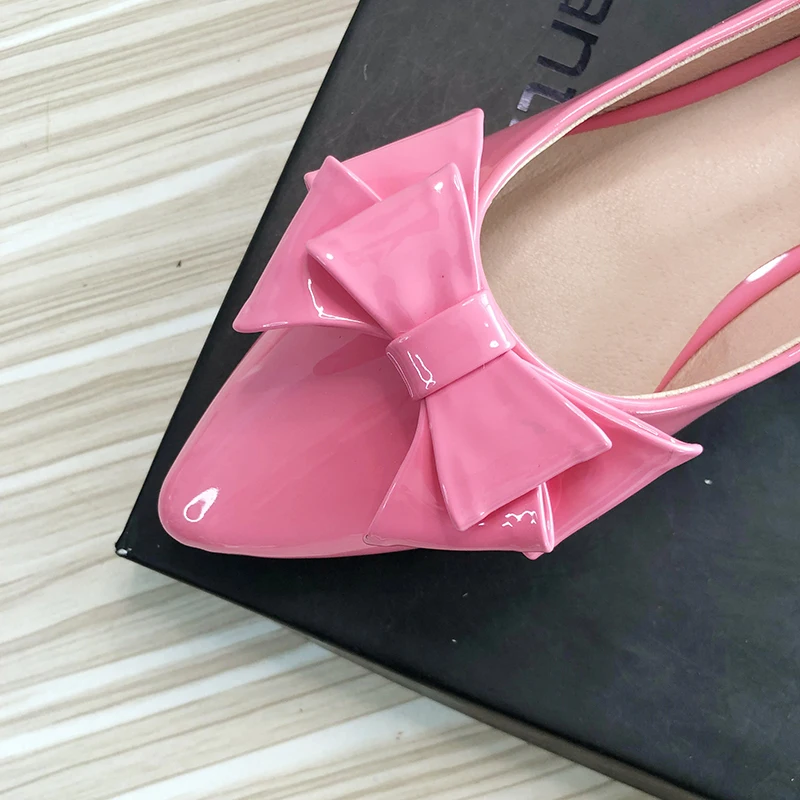 Women Flats Wedding Shoes Pink Cherry Red Pointed Casual Shoes Female Summer Spring Slip on Bowknot Flat Heel Ballet Shoes 33-43