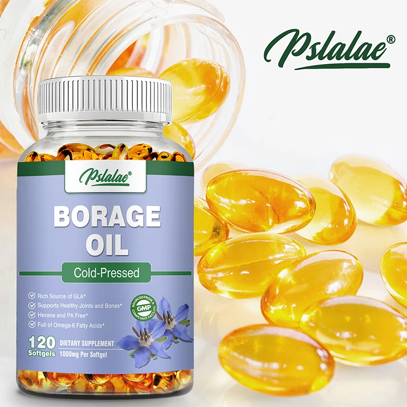 

Borage Oil Capsules - Antioxidant, Brightens Skin Tone, Helps Skin, Joint and Bone Health,Promotes Hair Growth, Enhance Immunity