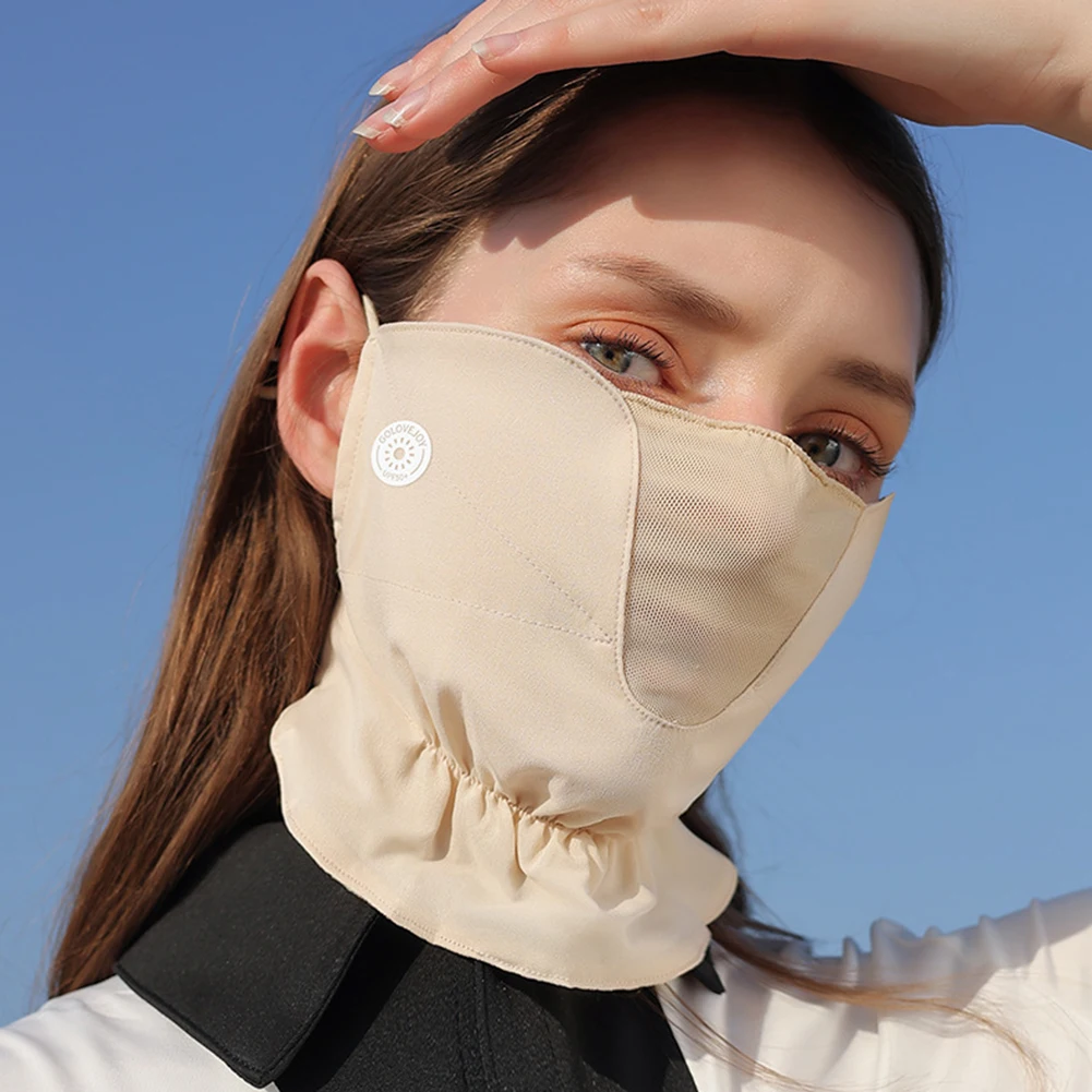 

Women Sun Blocking Mask Ice Silk Thin Breathable Mesh Anti-uv Face Cover Outdoor Face Scarf Sunscreen Cycling Running Sport Mask