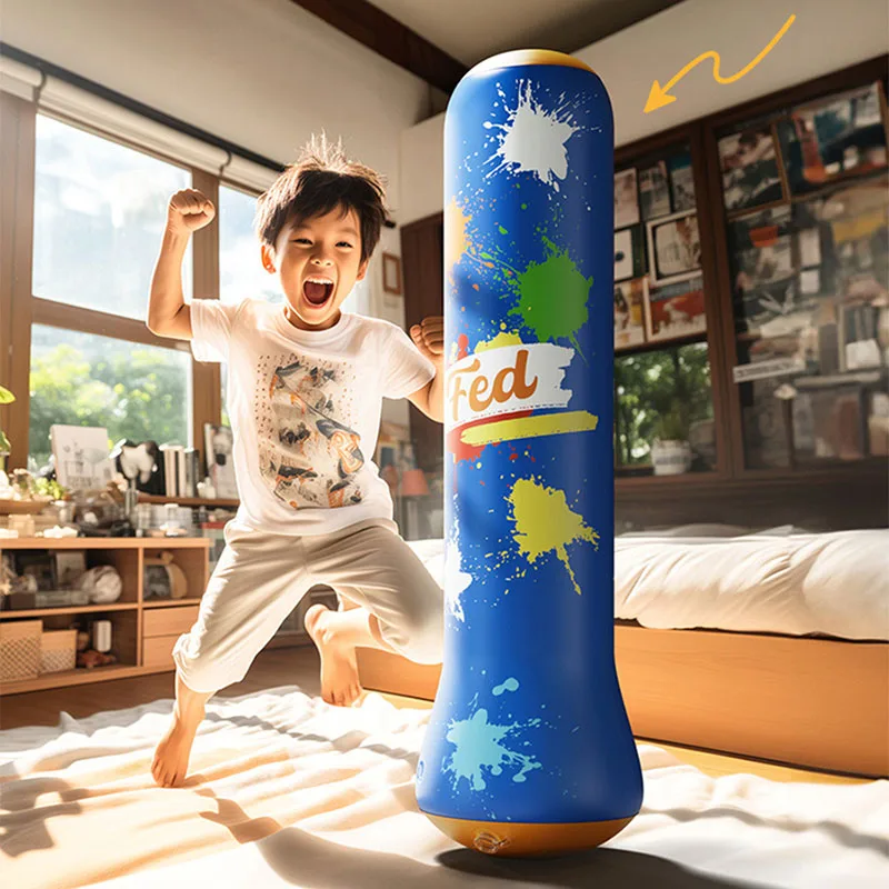 Neue Muster Kinder Aufblasbare Boxen Säulen Tumbler Sandsäcke Taekwondo Heimgebrauch Kinder Fitness Sport Boxen Sandsäcke