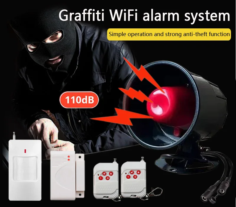 433Mhz 무선 사이렌 경보 도난 경보 시스템 홈 보안 도어 창 경보 센서