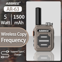 ABBREE AR-63 Mini Walkie Talkie Portable Long Range Wireless Copy Frequency HD Sound Type-C Charger UHF For Business Ham Radio