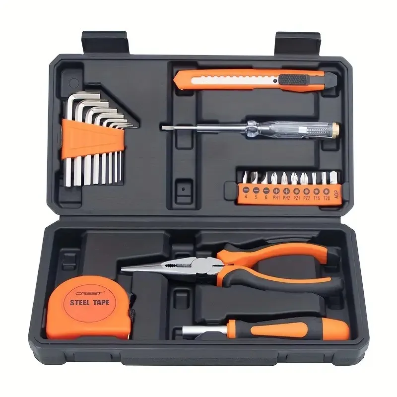 

HOMEFISH 1PC 23pcs General Purpose Home Tool Set, Carbon Steel Hand Tool Set with Plastic Storage Case, Home, Auto