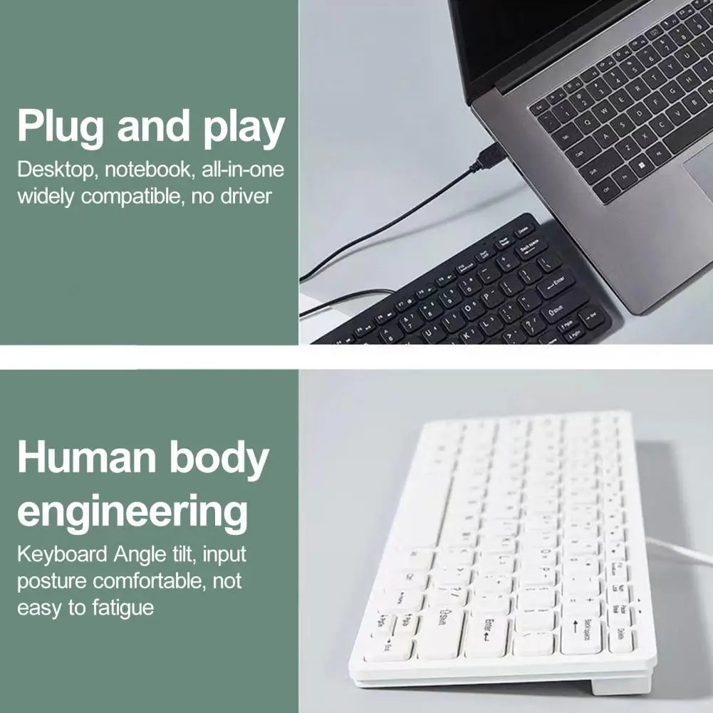 Office Entertainment Keyboard Wired Keyboard with Multimedia Mini Wired Keyboard with 78 Frosting Process Design for Laptop