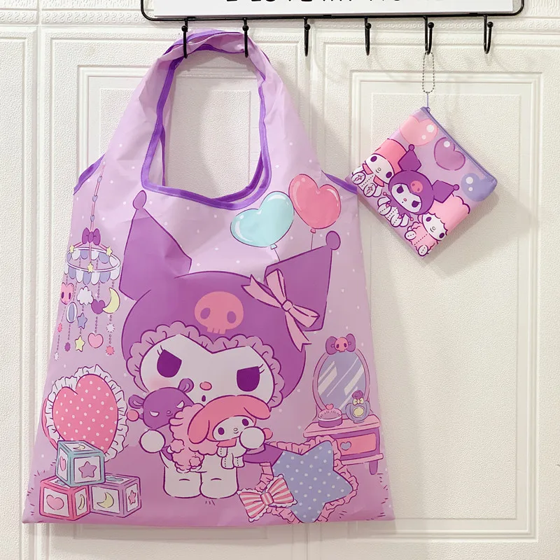 Sanrio Cinnamoroll Shopping Bag Kuromi Kawaii Anime Cute Cartoon Student Large Capacity Storage Bag Handbag Toys Girls Gifts