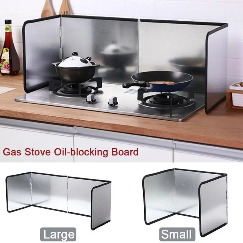 Kitchen Anti Oil Splatter Shield Guard Anti-Splash Block 2-Sided Stainless Steel Splatter Heat Insulation Oil Gas Stove Baffle