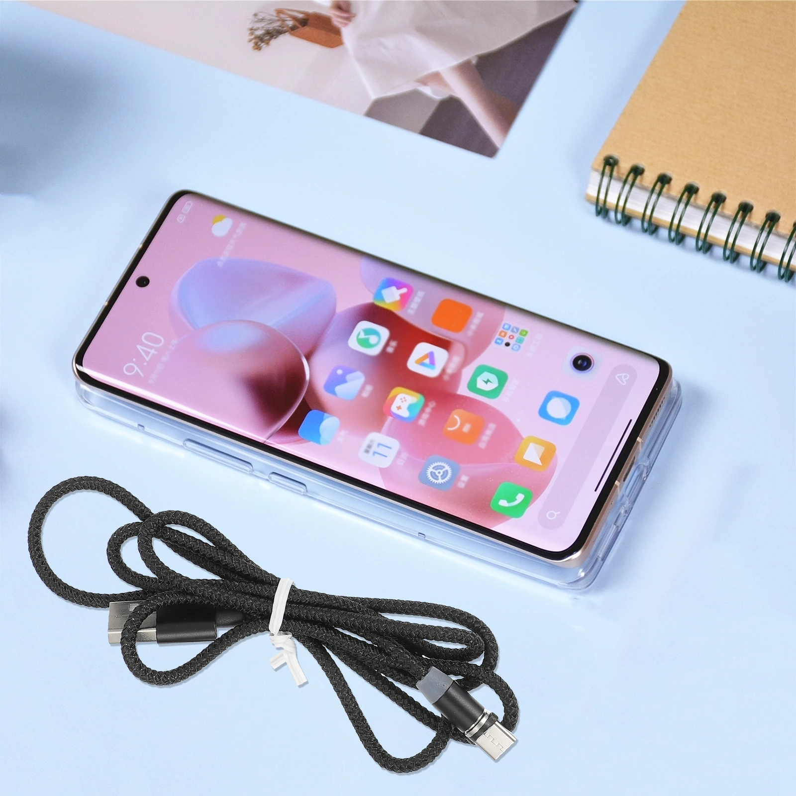 

2 pcs Magnetic Phone Cable 1M Durable Nylon Wear Resistant Adjustable Connector Glow In Dark Charging Wire For Type C Devices