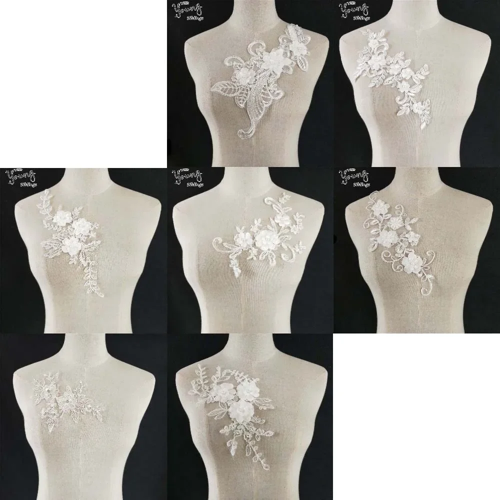 High quality White Venise Flower Lace Fabric Dress Applique Motif Blouse Decoration DIY Neckline Lace Collar Costume Accessories