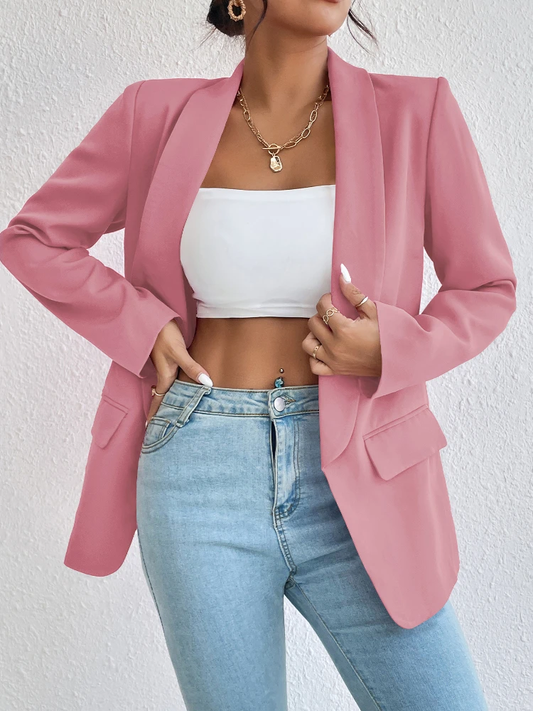 

Spring Women Jacket Blazer Elegant Rose Red Office Ladies Oversize Long Sleeve Blazers Casual Suit Coats for Women 2023 Fashion