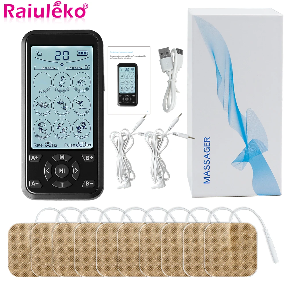 Masajeador eléctrico Tens EMS, estimulador muscular, acupuntura, masaje corporal, terapia Digital, máquina de adelgazamiento, electroestimulador, 36 modos