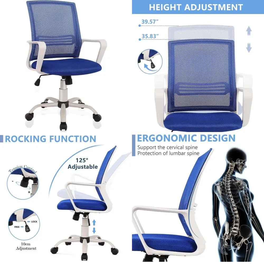 

Ergonomic Lumbar Support Mesh Swivel Office Chair for Home and Computer Workstation Use