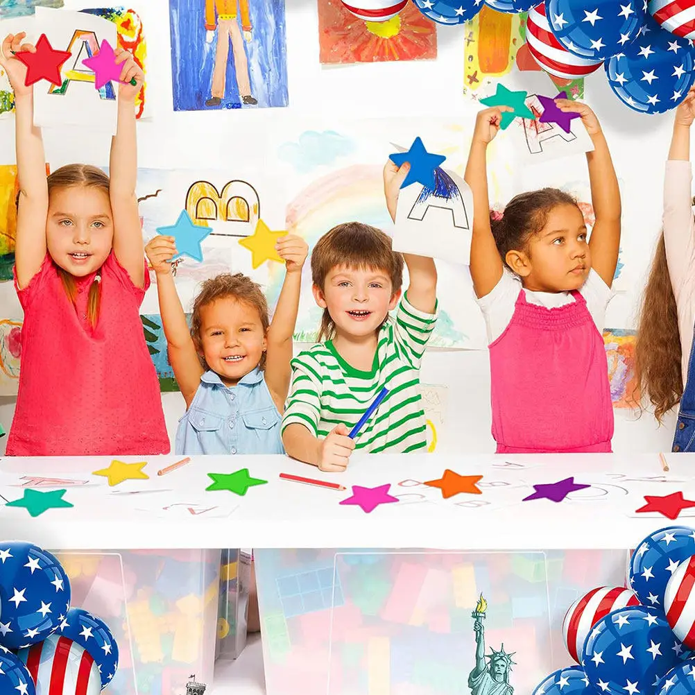 1Set Robust Paper Star Cutouts Bright Colors for Bulletin Board Classroom Decorations DIY Crafts Star Shaped Decorations Teacher