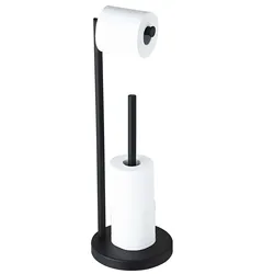 Toilet Paper Holder Stand  for Bathroom Floor Freestanding Roll Storage (Double Pole)