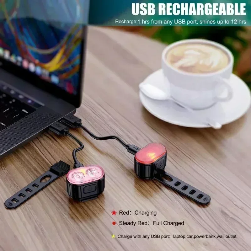 BUCKLOS Bike Light Q3 Lamp USB Rechargeable Bicycle Headlight IPX4 Waterproof Bright MTB Tail Light LED Bike Light Cycling Parts