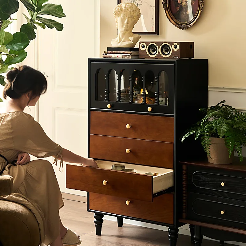 Wooden Living Room Cabinet Storage Sideboard TV Stand Display Cabinet Drawers Adjustable Shelves Minimalist Design Chest Drawer