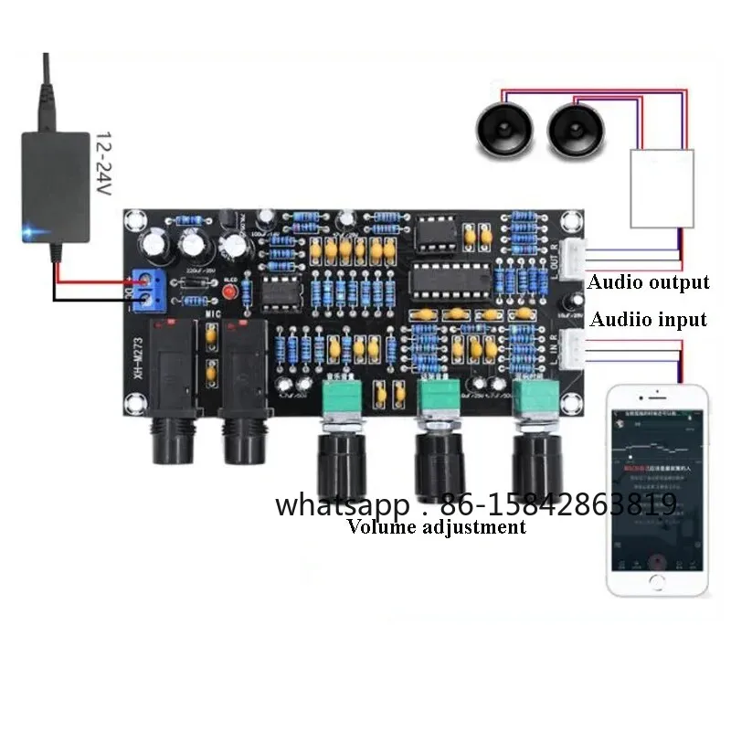 XH-M273 Karaoke Reverb Board, PT2399 Microphone Mixer Amplifier Board, DC12-24V