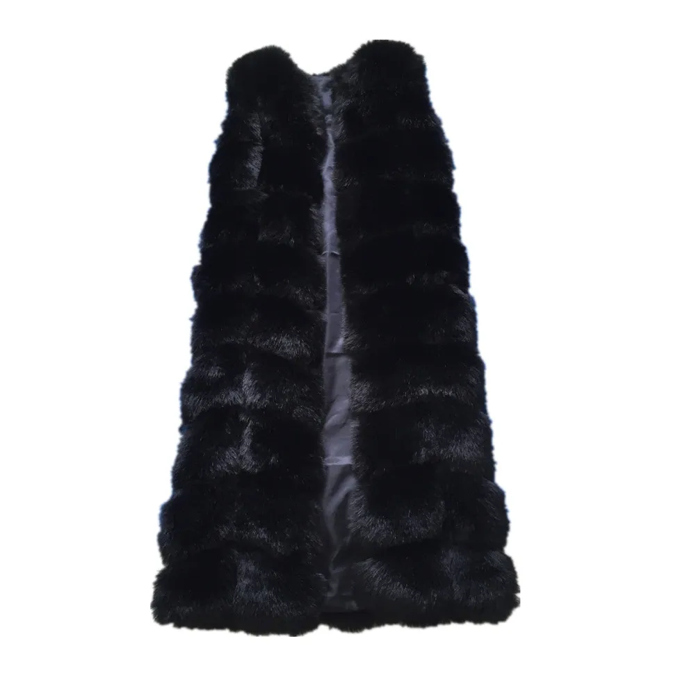 Lisa Colly Winter Super Long Faux Fur Vest for Women Fluffy Fake Fur Coat Jacket Outwear