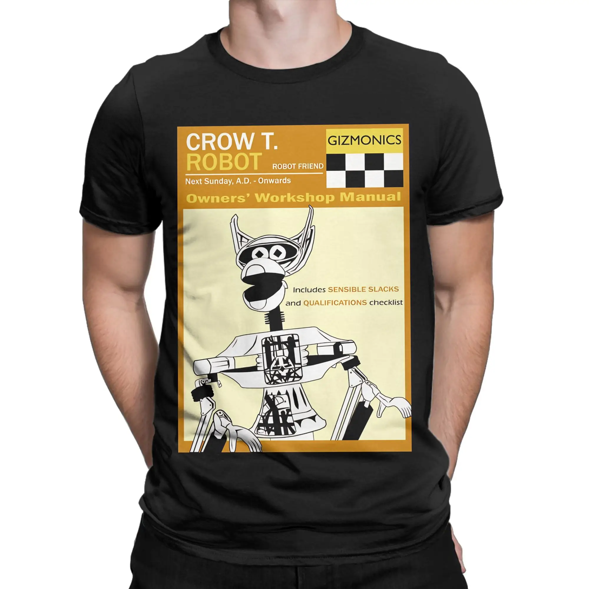 Crow Robot Owners Manual  Essential Shirt Funny Graphic 100% Cotton T-Shirt mMystery Science Theater 3000 Tops Tees For Men