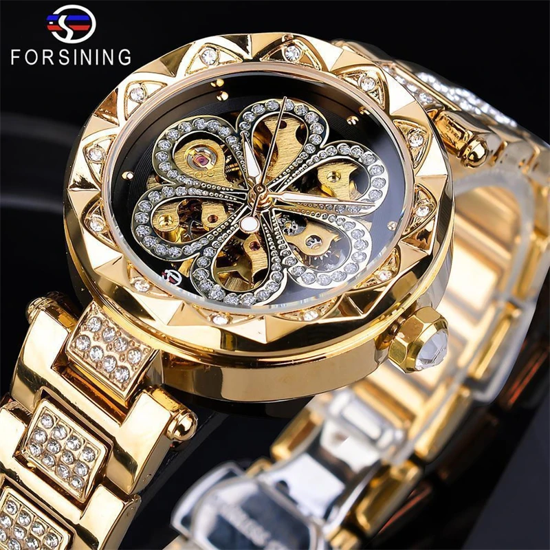 Top-Tier Luxury Fashion Women's Mechanical Watch, with a Touch of Luxury, Featuring a Stylish Rotating Design, High Aesthetic Value in European, American, Japanese, and Korean Styles, and Exquisite Hollow-Out Details This Popular Foreign Trade Mechanical Watch