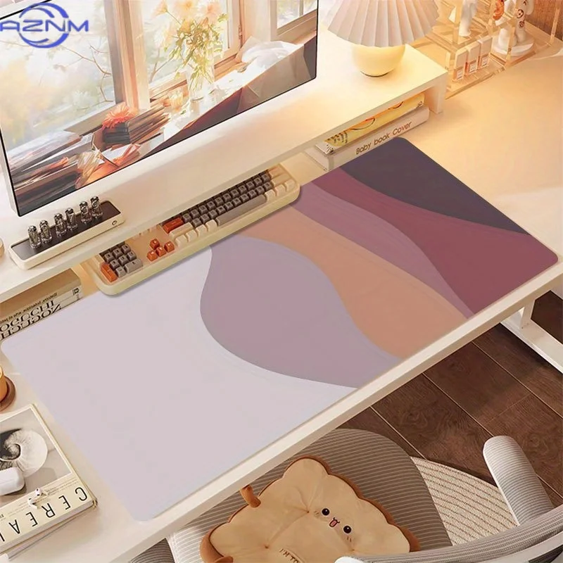 1pc Extra Large Curved Gaming & Office Mouse Pad - Pastel Purple to Pink Gradient HD Printed Design, Non-Slip Premium Base, Prec