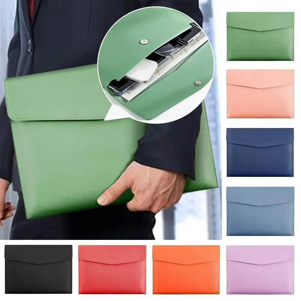 A4 Envelope Folder Leather Leather Document Pouch Large Capacity A4 A5 Leather File Folder File Bag