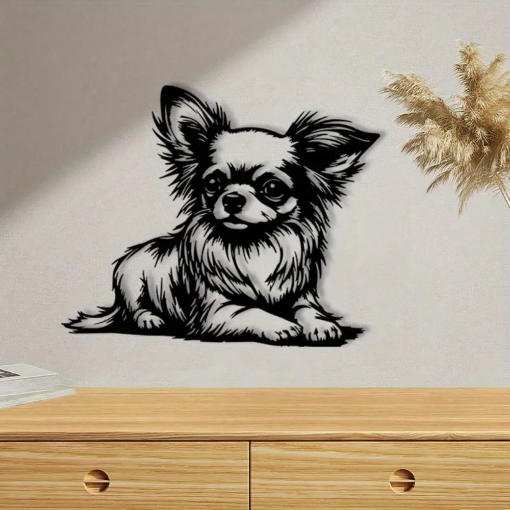 Vintage Iron Dog Wall Art Realistic Hairy Texture Metal Sculpture Stylish Home Wall Decor Accent