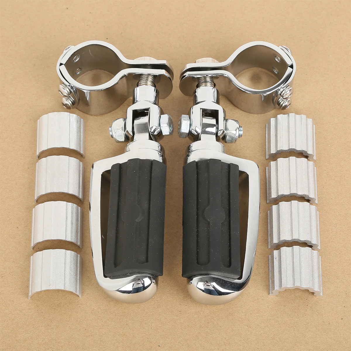 

Motorcycle Foot Pegs W/ Clamps For YAMAHA V-STAR XVS 1300 650 950 1100 XV 1600 1700 Honda GL1800 VLX600 DLX600 VT600