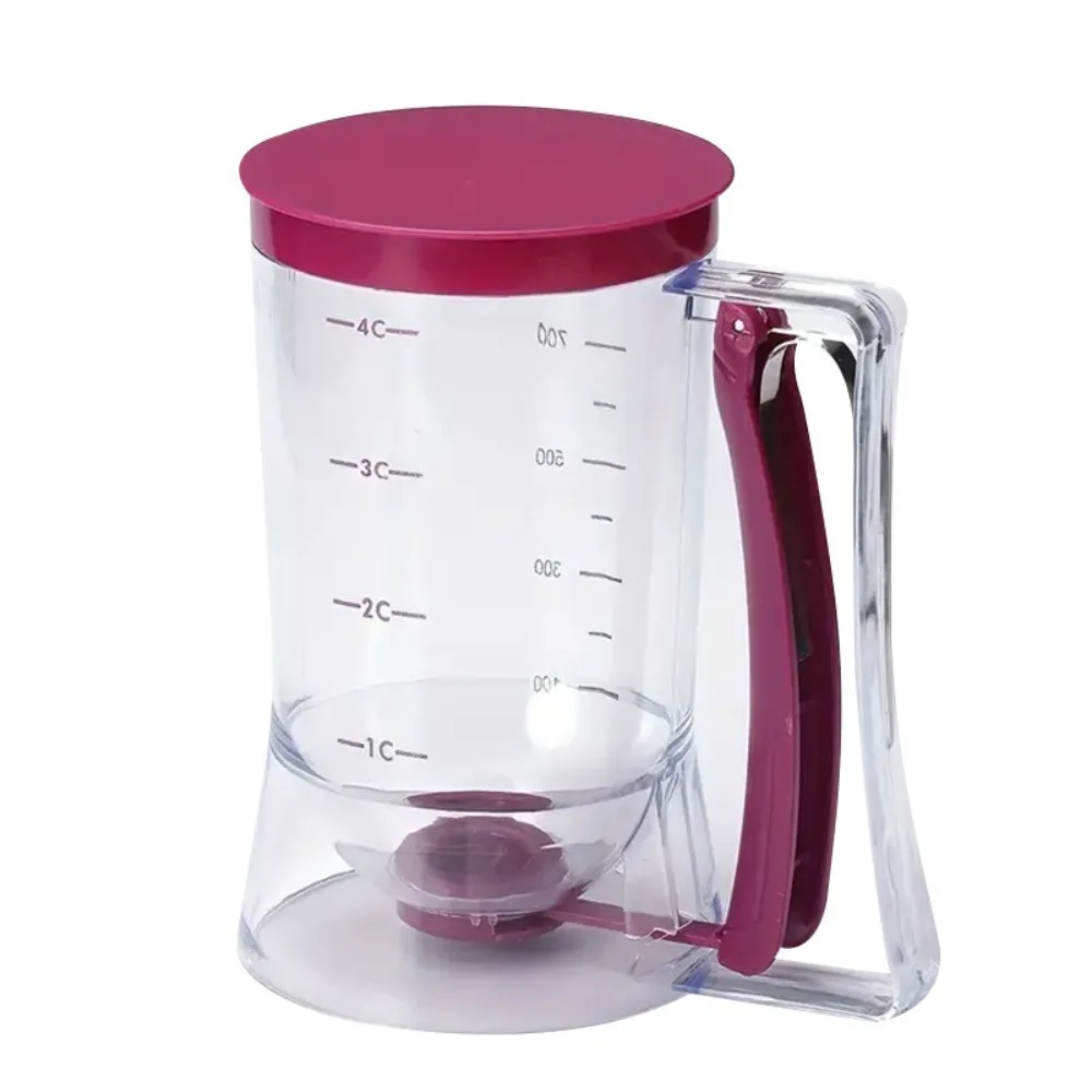 BPA Free Hand-Held Pancake Batter Dispenser Scaled Plastic Crepes Batter Separator Leakproof Large Capacity Batter Funnel Waffle