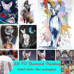 DIY AB FD Diamond Painting Sphynx Cat Full Diamond Embroidery Rhinestone Picture Animal Cross Stitch Home Decor Creative Hobby