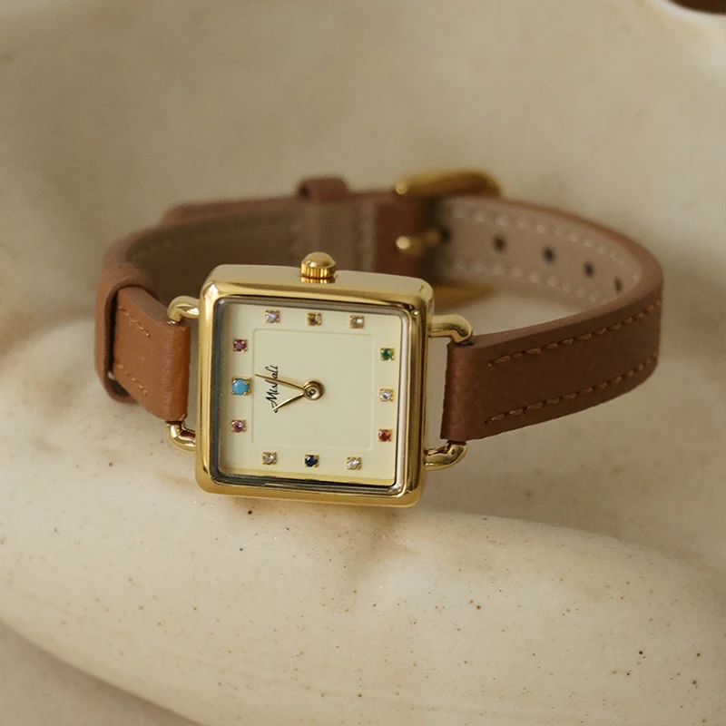 

Original Women'S Watch, Student Style, Light Luxury Women'S Autumn/Winter Leather Strap Square Wristwatch, Fashion Quartz Watch