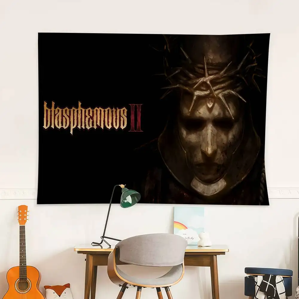 B-Blasphemous 2 bandera de juego decoración pícnic al aire libre fiesta hogar Camping fiesta arte cartel colgante