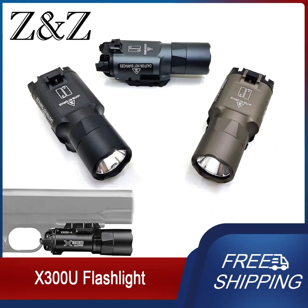 Tactical X300U White LED Metal Weapon Flashlight Hunting 500 Lumens High Output Outdoor Scout Light Fit 20mm Rail