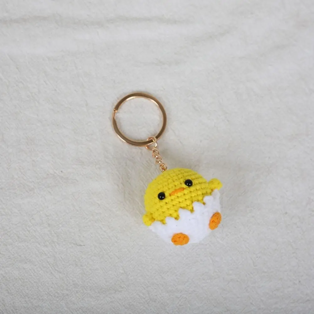Jewelry Gift Small Doll Crochet Chick Keyrings Handmade Soft Wool Knitted Pendant Cartoon Animal Mini Duck Keychain Backpack