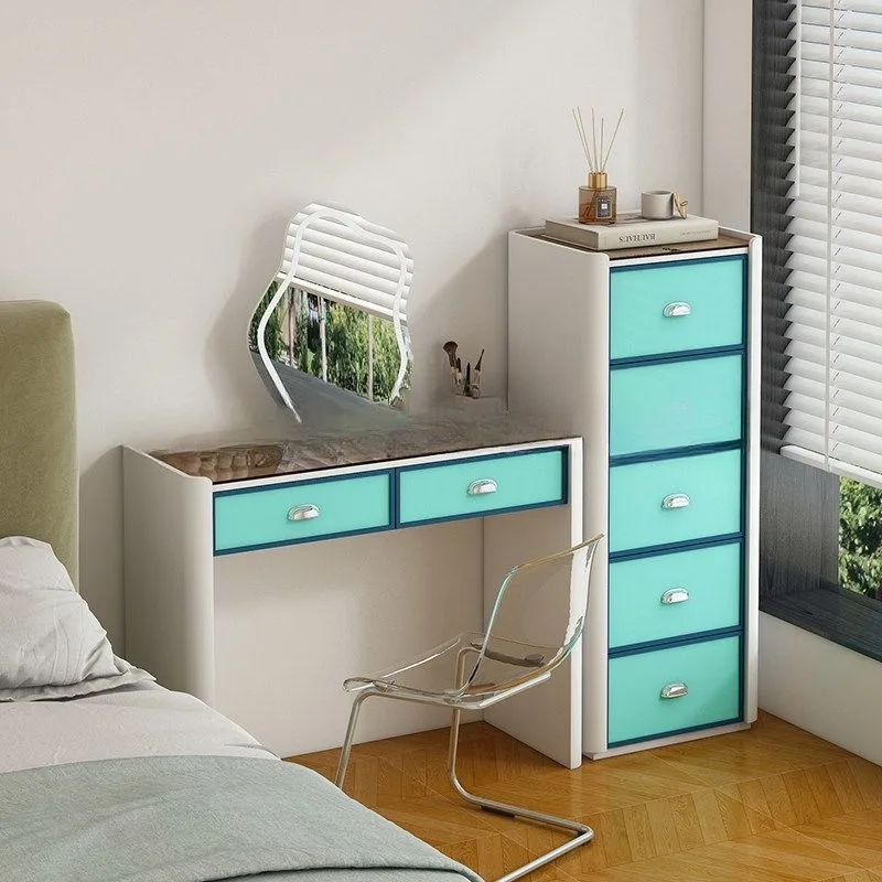 simple tone retro black chest, dresser, simple makeup table in bedroom, solid wood customization of bedside storage cabinet