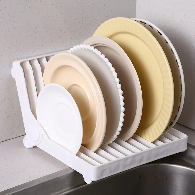 1PC Foldable Dish Plate Drying Storage Rack Organizer Drainer Plastic Washing Sink Dish Cup Frame Holder Kitchen Storage Tools