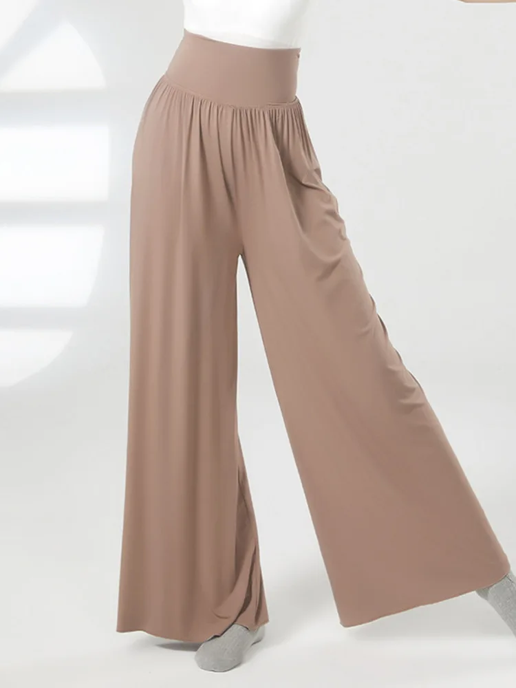 Calça monocromática de pernas largas feminina, calça de festa no palco, fantasia latina dançante, solta e simples e elegante, moderna e formal