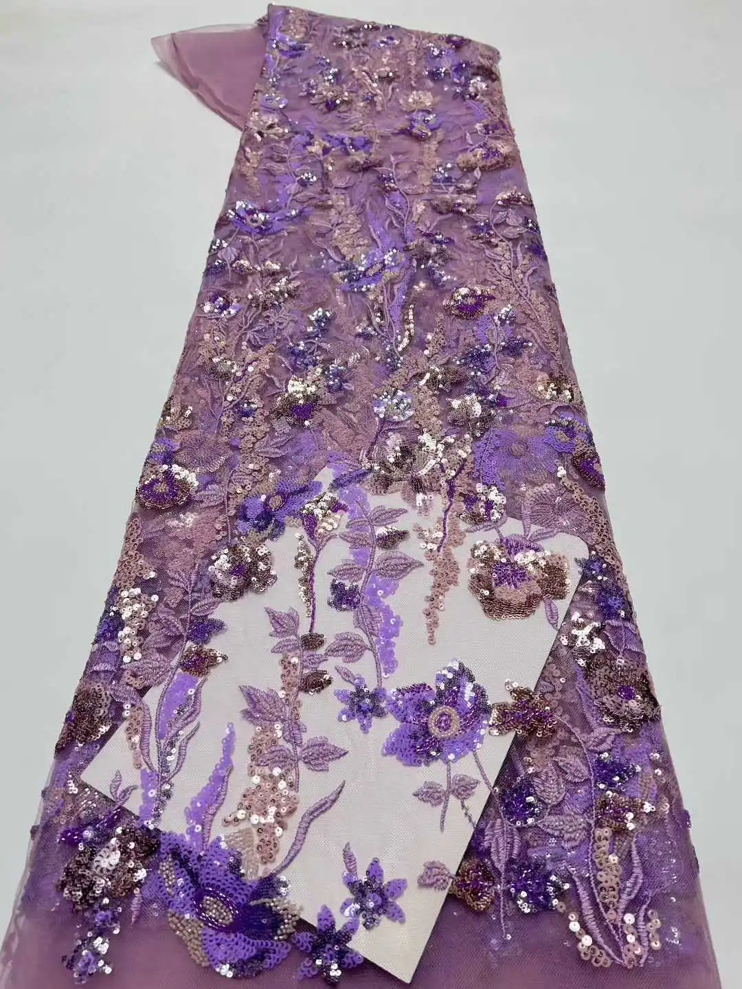 

2026 Luxury Nigerian African Beaded Lace Fabric High Quality Sequins Embroidery African French Lace Fabric For Sewing Dress