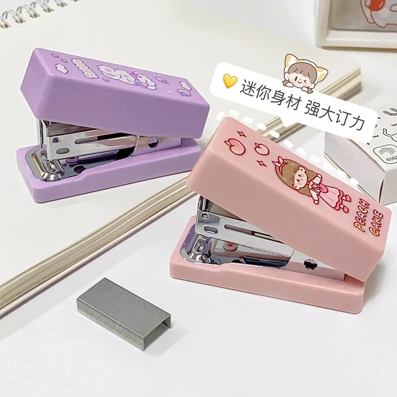 Cute Cartoon Kid Mini Stapler Staples Set Kawaii Student Stationery Portable School Supplies Office Accessories 400pcs Staples