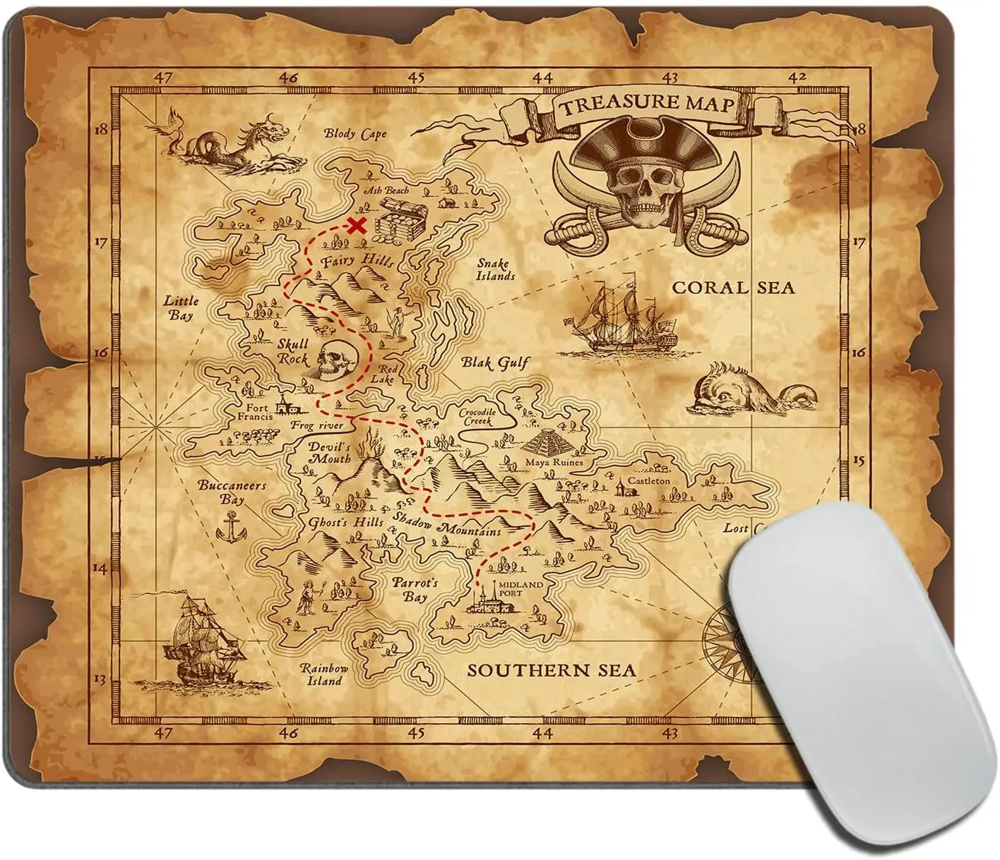 Mouse pad custom Moderate thickness Super Detailed Pirate Treasure Map Gaming Mouse Pad 9 5 X 7 9 Inch 240mmX200mmX3mm
