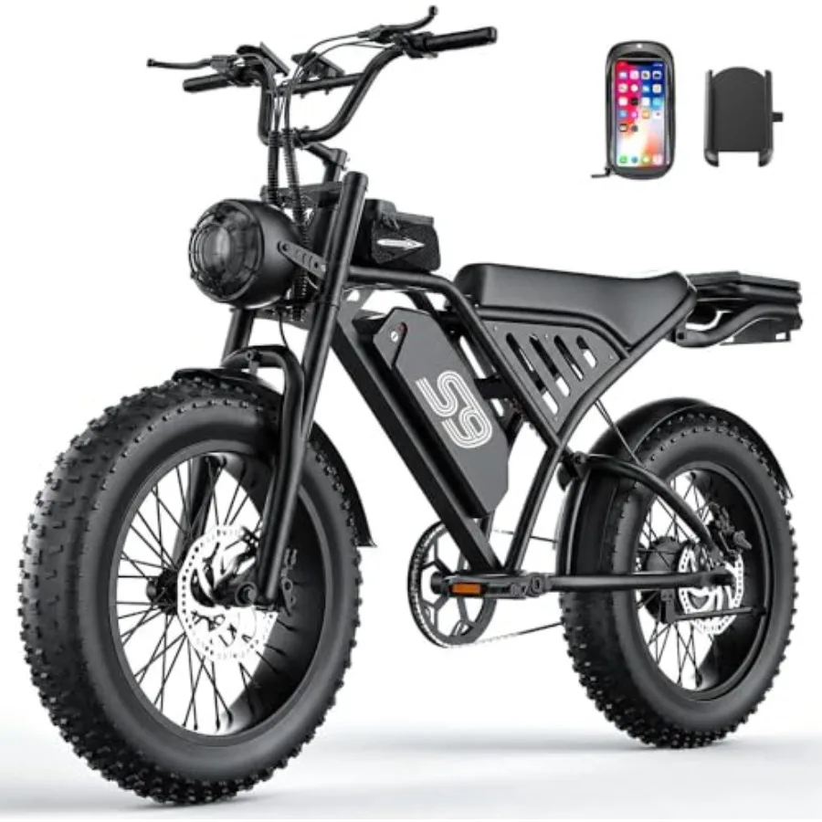 Bicicleta eléctrica para adultos: e-bike todoterreno de 2500W de potencia máxima, autonomía de 100 millas, 36MPH, batería extraíble de 48V 20AH, neumáticos gruesos de 20 pulgadas para todo terreno, N