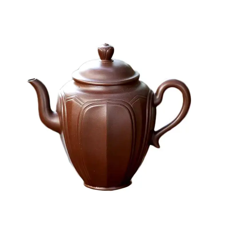 [Changtao]Yixing Zisha Teapot Handmade Tea Pot Original Mineral Collection Old Purple Clay Lotus Platform 380Cc
