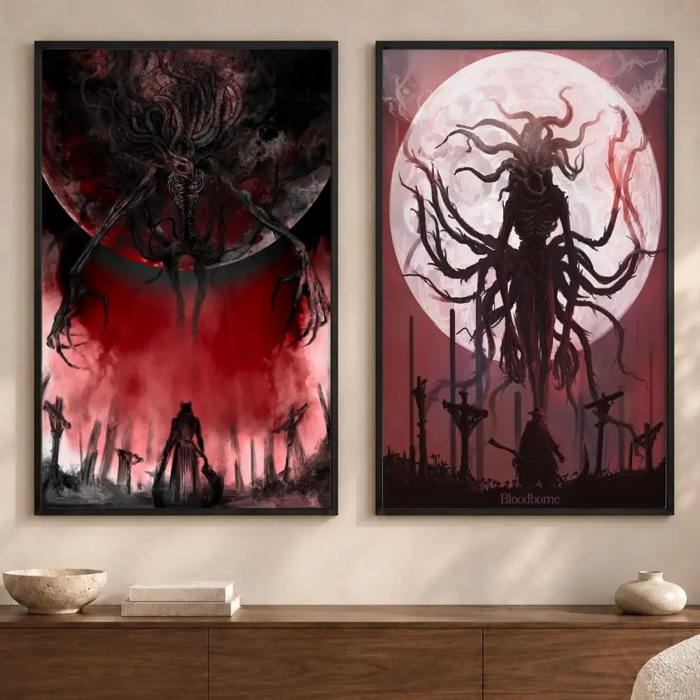 Game B-BloodborneS Poster Art  Self-Adhesive No Glue Residue Wall Sticker for Home Office Nursery