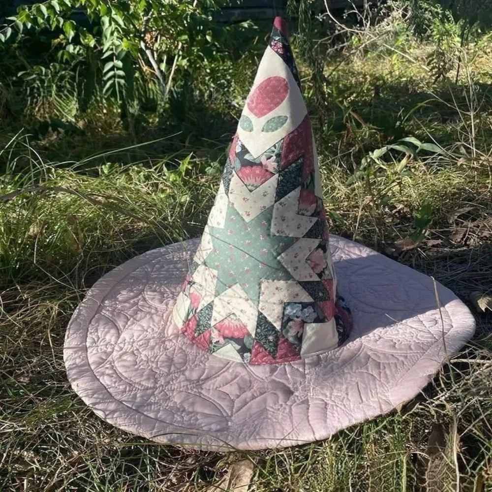 

Нетканая стеганая шляпа ведьмы, ремесленная ткань, шляпы для Хэллоуина, украшения «сделай сам», шляпа ручной работы в народном стиле, аксессуар для костюма на Хэллоуин