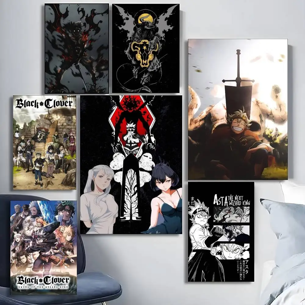 Póster de trébol negro de Anime, Mural para sala de estar, pared del dormitorio, decoración de pared de oficina, regalo para amigos sin marco, 1 ud.