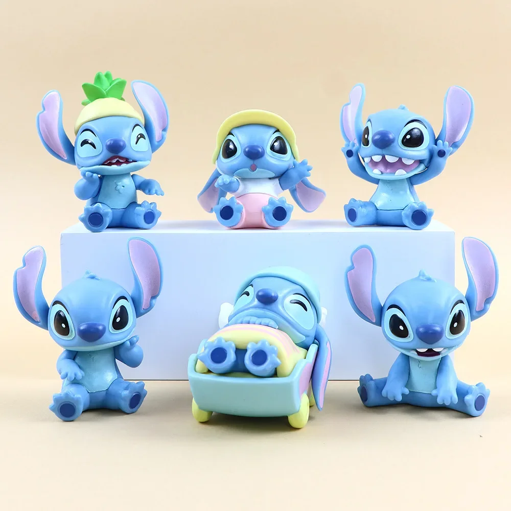 New Disney Stitch Anime Figure Casual Series Kawaii Stroller Doll Cartoon Cute Table Ornament Kids Toys Christmas Birthday Gifts