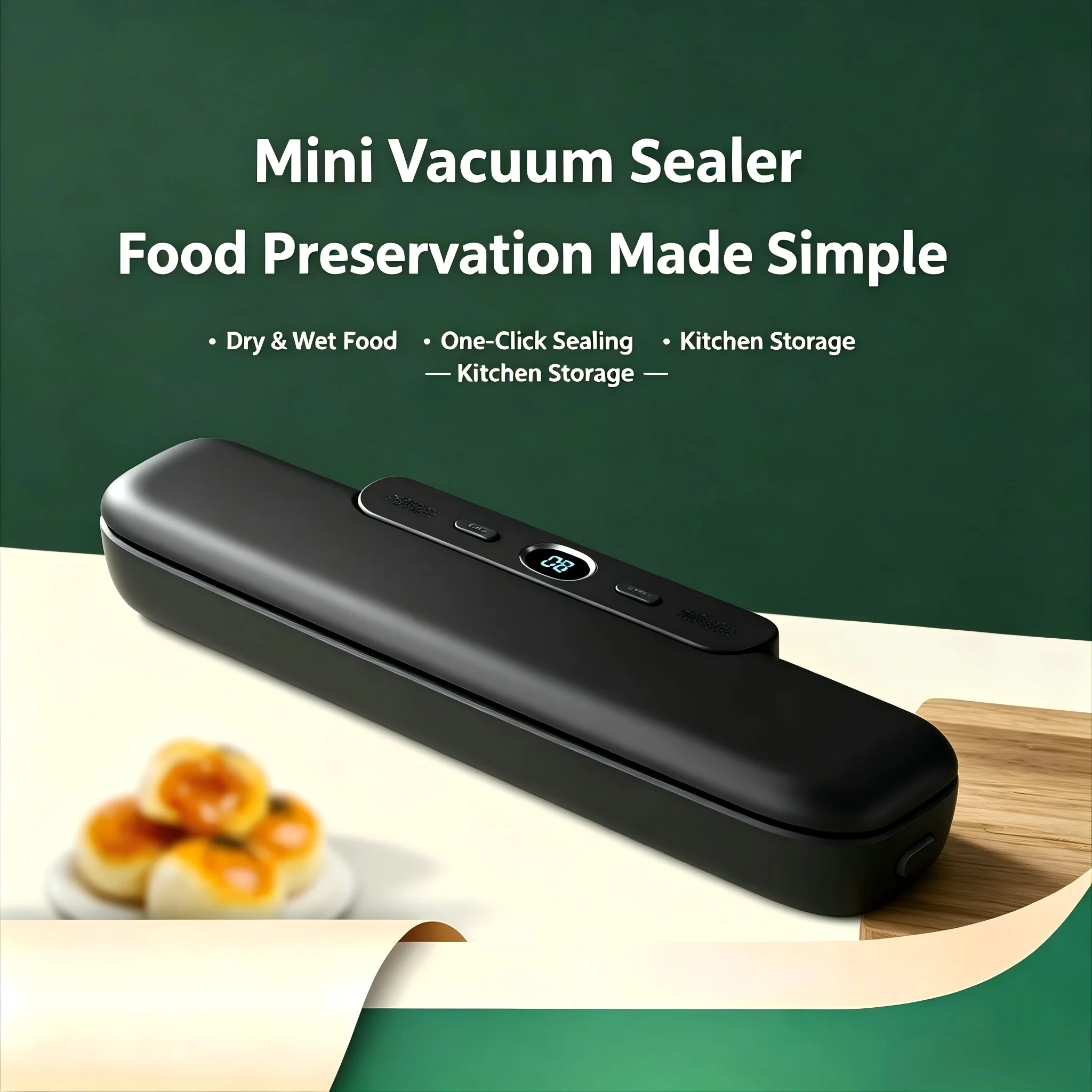 Household Mini Vacuum Sealer Food Preservation Packing Machine Dry Wet Food One-Click Sealing Equipment For Kitchen Storage