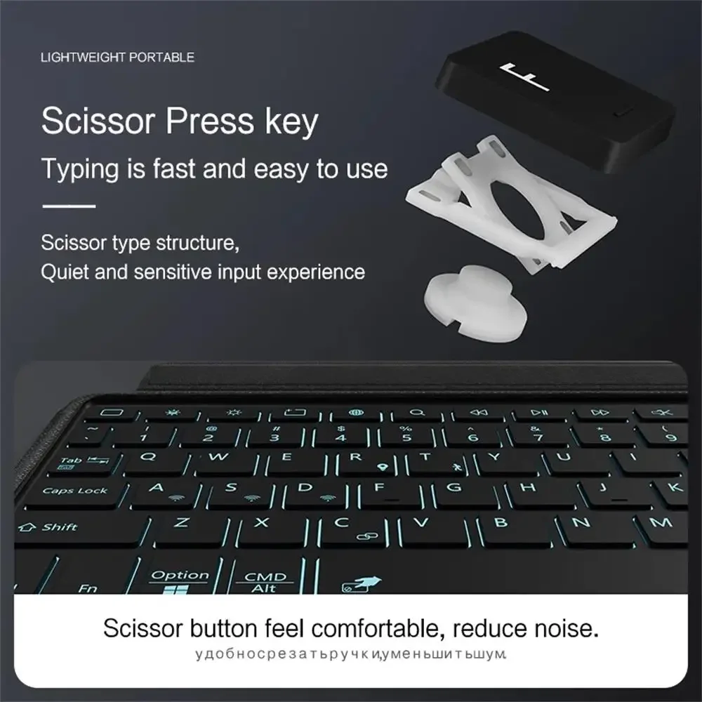 Smart Bluetooth-compatible Keyboard For Samsung Galaxy Tab A9 Plus A9+ 11inch SM-X210N 2023 Tablet Case Backlit Trackpad Split