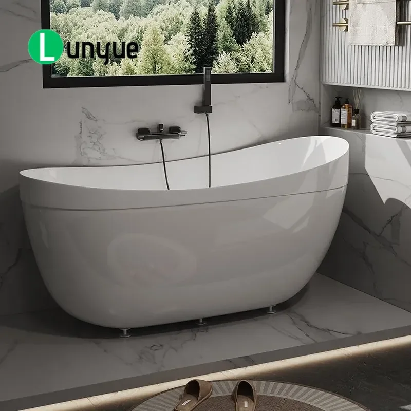 Duck Egg Shaped Acrylic Bathtub Free Installation Independent Small Apartment Hotel B&B Internet Celebrity Style Soaking Tub