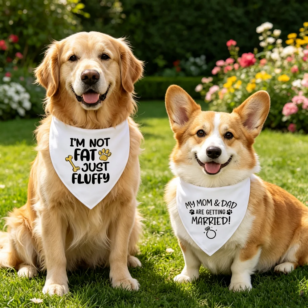 1pcs  I'm not fat/My Dad & Mom are getting Married  Pet triangle scarf, wedding decoration triangle scarf, suitable for pets view 2