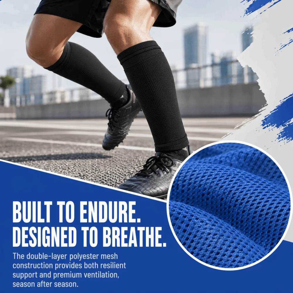 2pcs Polyester Soccer Shin Sleeves Breathable Mesh Soccer Shin Guard Socks Double Layer Elastic Shin Pad Socks Soccer Training